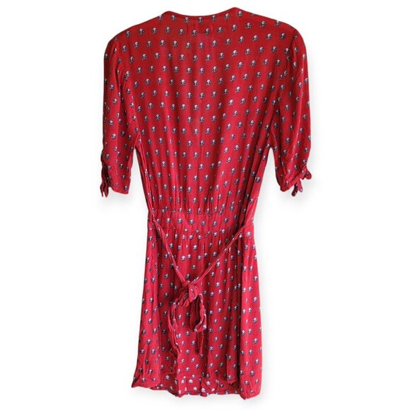 Red Floral Tie-Sleeve Dress Size 2 by Faithfull The Brand - Picture 3 of 8